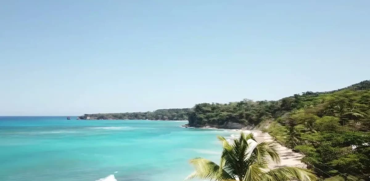Turquoise bay and coastline from above